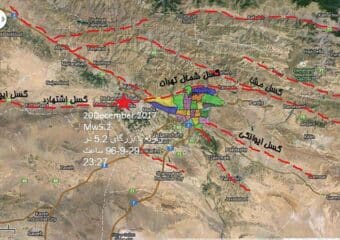 نقشه هوایی با کیفیت از گسل زلزله تهران